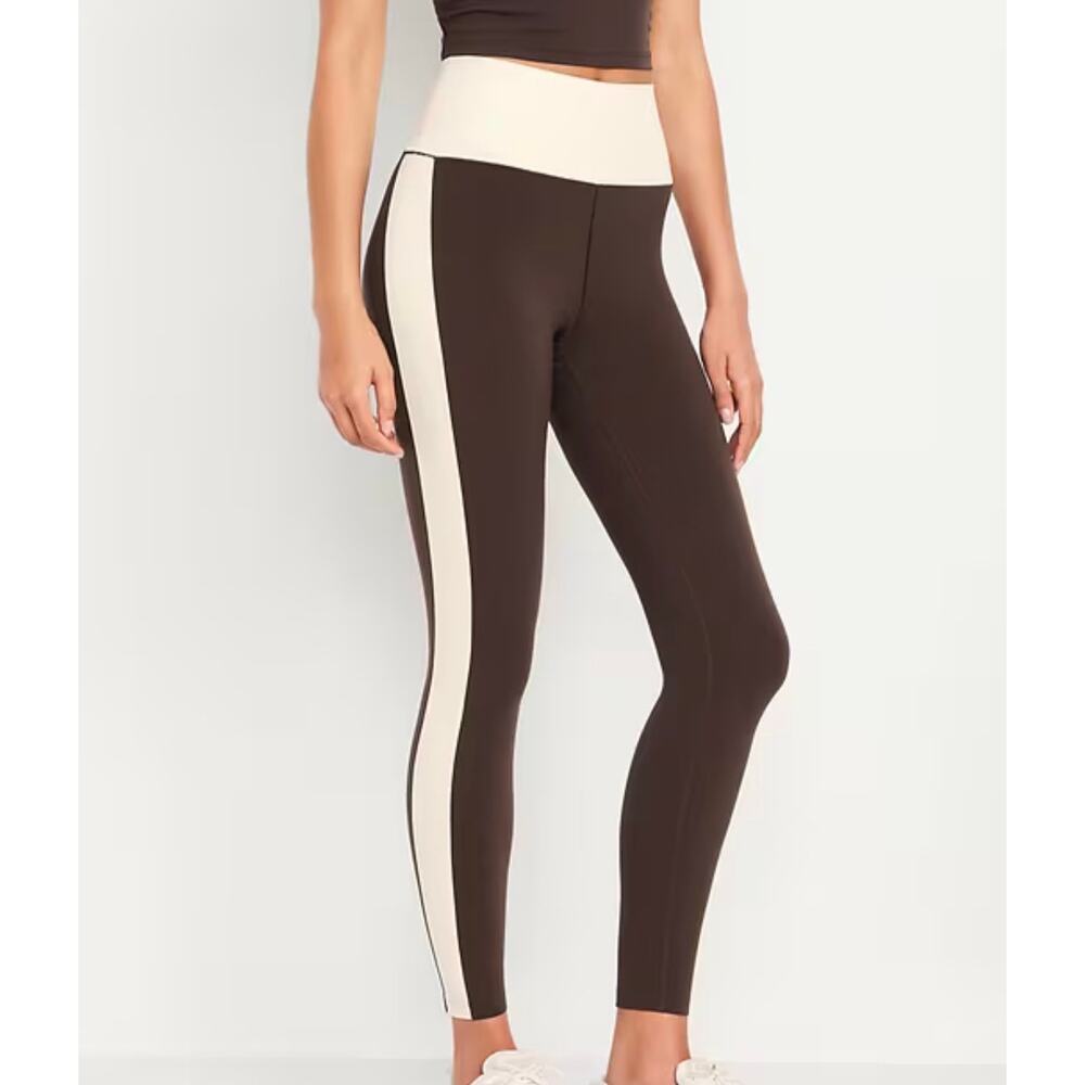 Old Navy Extra High-Waisted StudioSmooth 7/8 Leggings Brown White Colorblock XXL